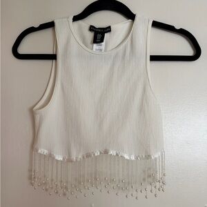 Sincerely Jules Ivory Fringe Crop Top